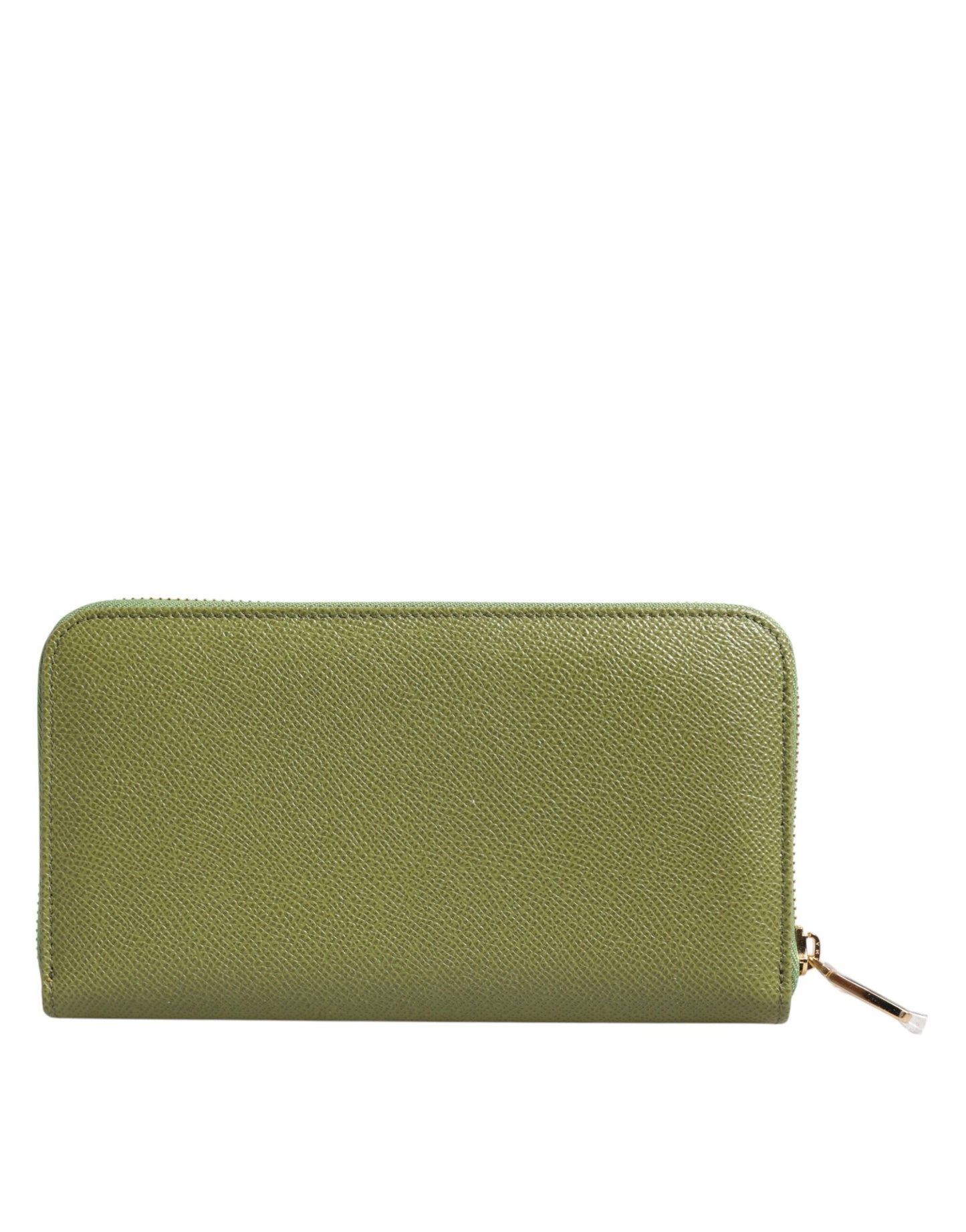 Dolce & Gabbana Green Leather Logo Plaque Zip Around Continental Wallet