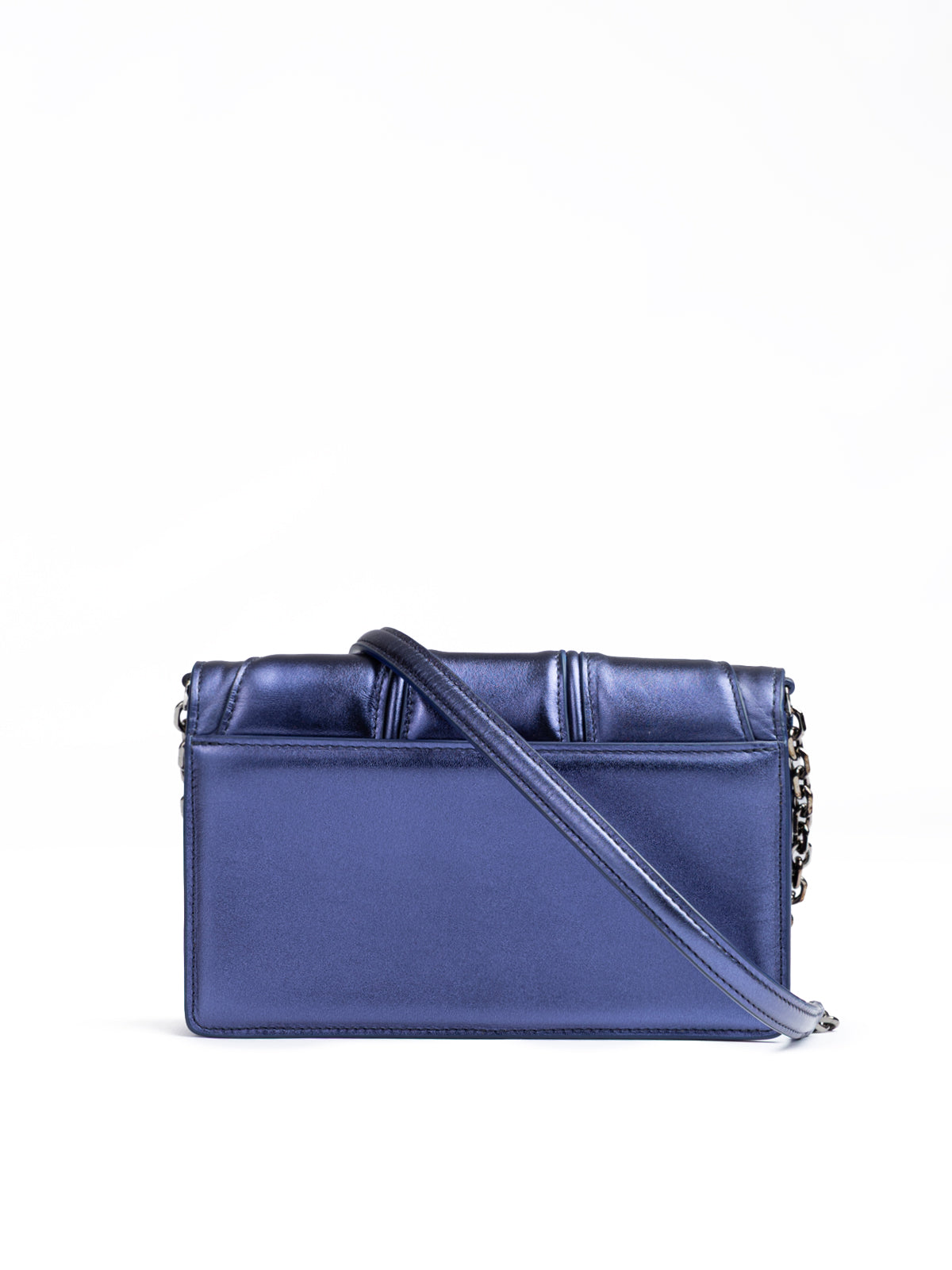 Ferrari Metal Light Blue GT Patent Leather Bag with Chain