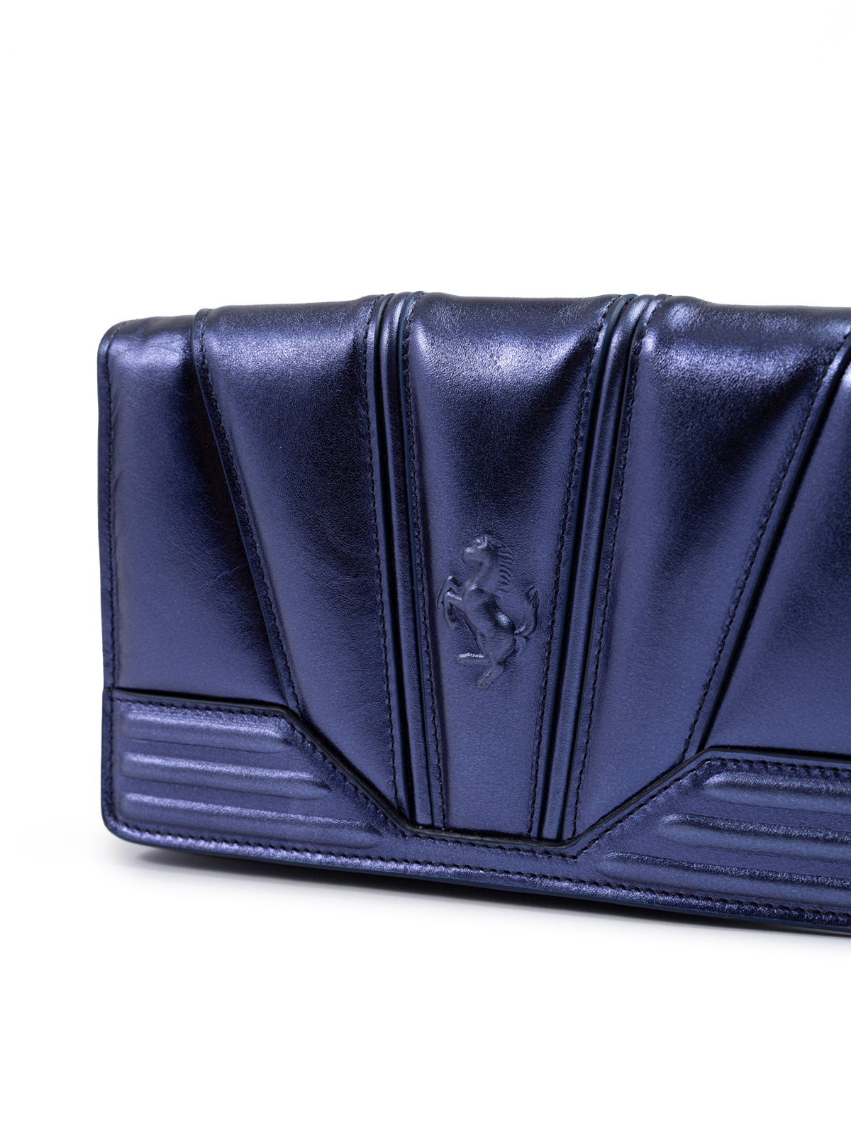 Ferrari Metal Light Blue GT Patent Leather Bag with Chain