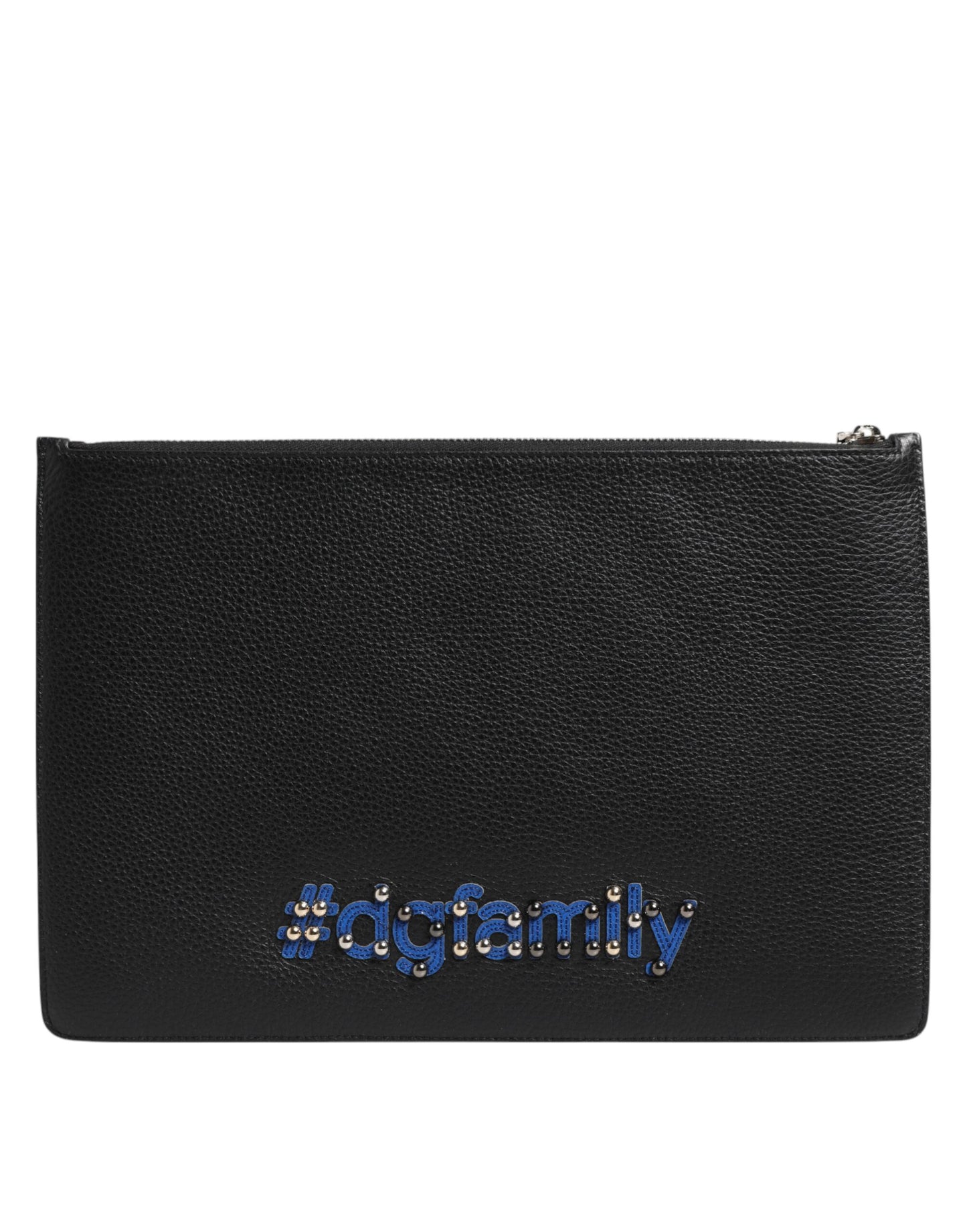 Dolce & Gabbana Black Leather #DGFAMILY Embellished Clutch Pouch Bag