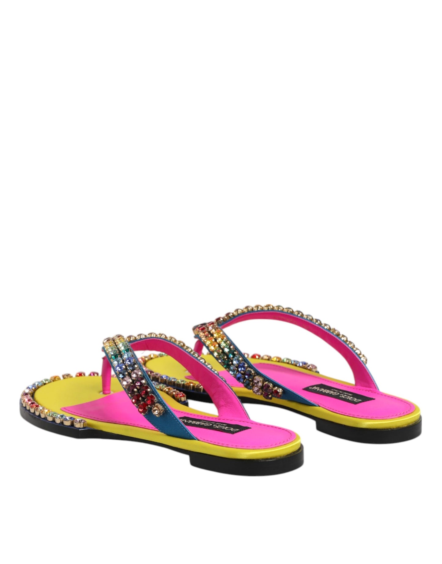 Dolce & Gabbana Multicolor Rhinestone Flip Flop Flat Sandals