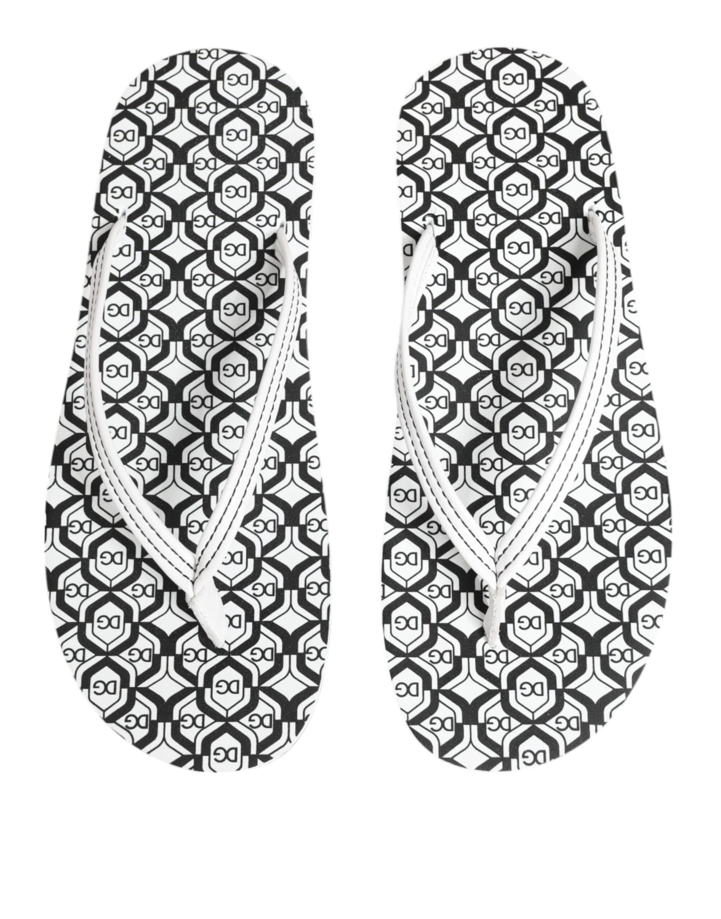 Dolce & Gabbana Black & White DG Logo Flip Flops for Women
