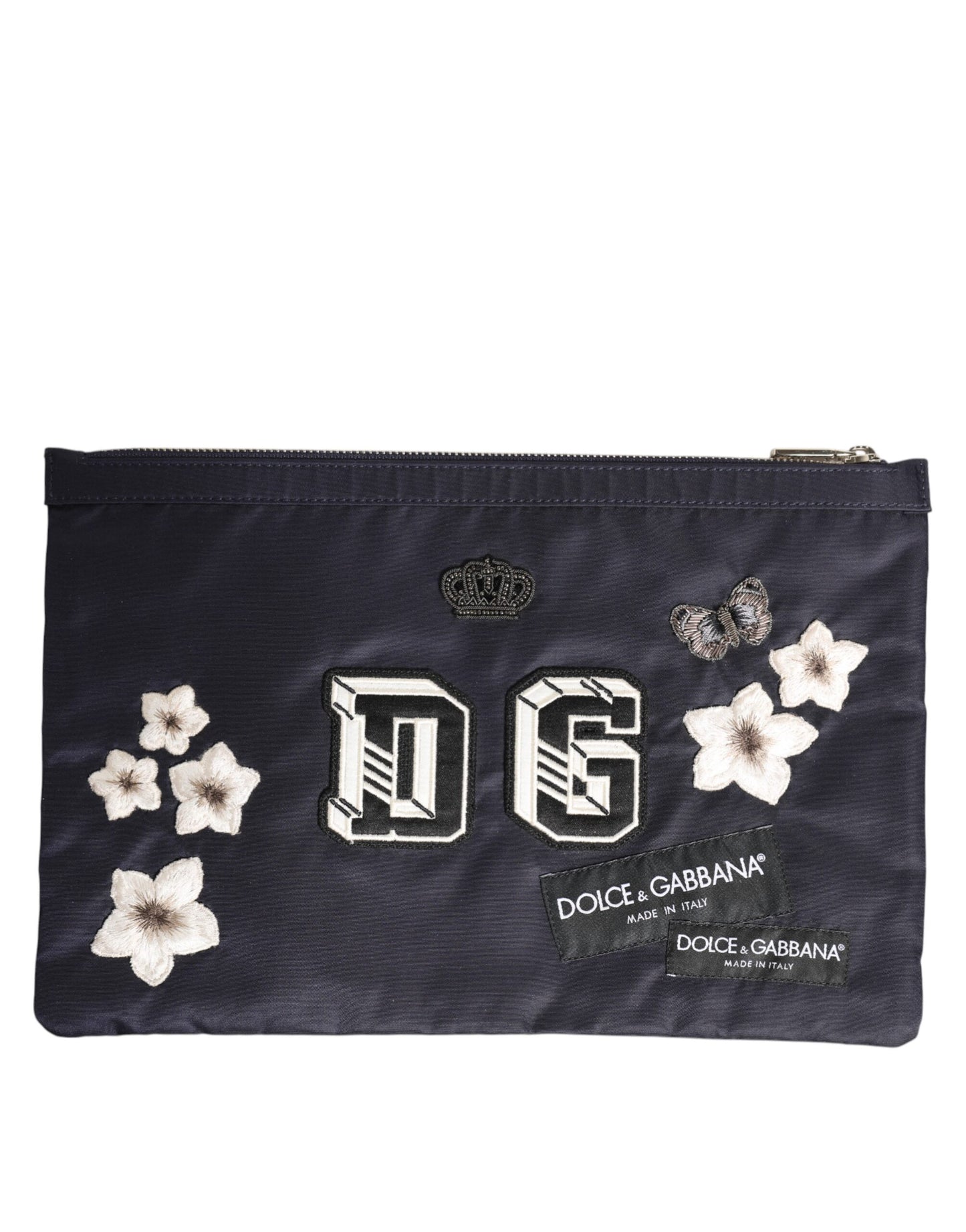 Dolce & Gabbana Blue DG Logo Patch Embellished Pouch Clutch for Men