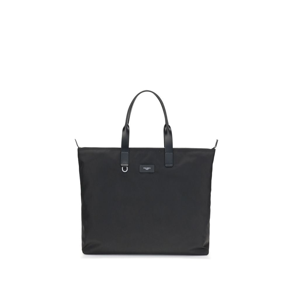Dolce & Gabbana Black Adamo Line Crocodile Print Tote Bag