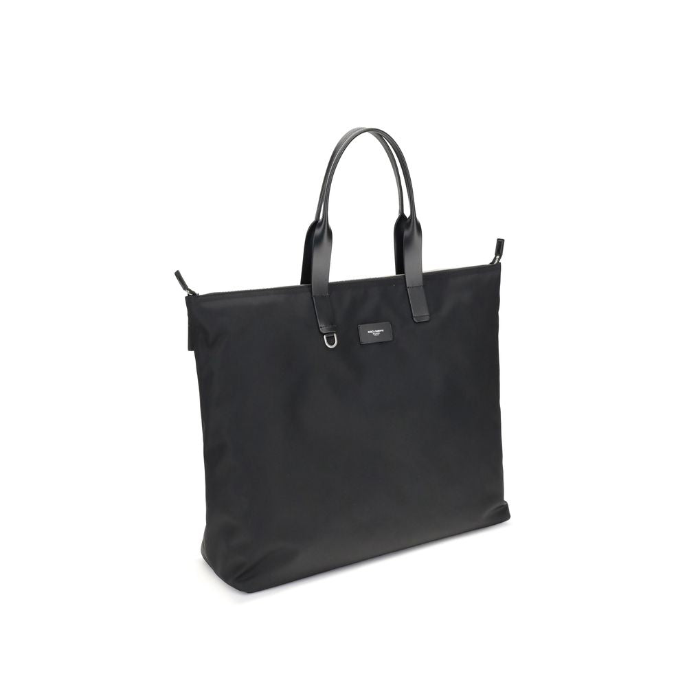 Dolce & Gabbana Black Adamo Line Crocodile Print Tote Bag