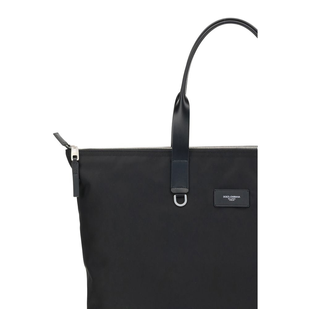 Dolce & Gabbana Black Adamo Line Crocodile Print Tote Bag