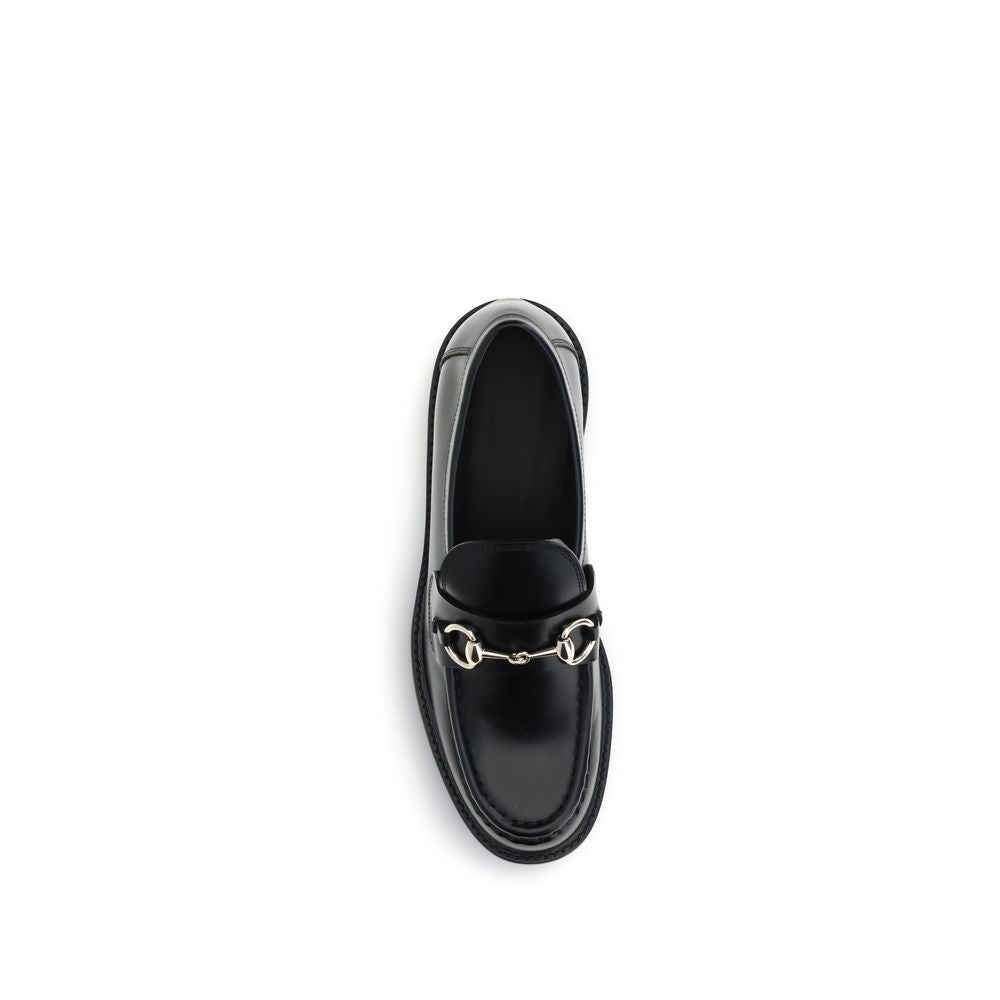 Gucci Black Calf Leather Horsebit Loafers