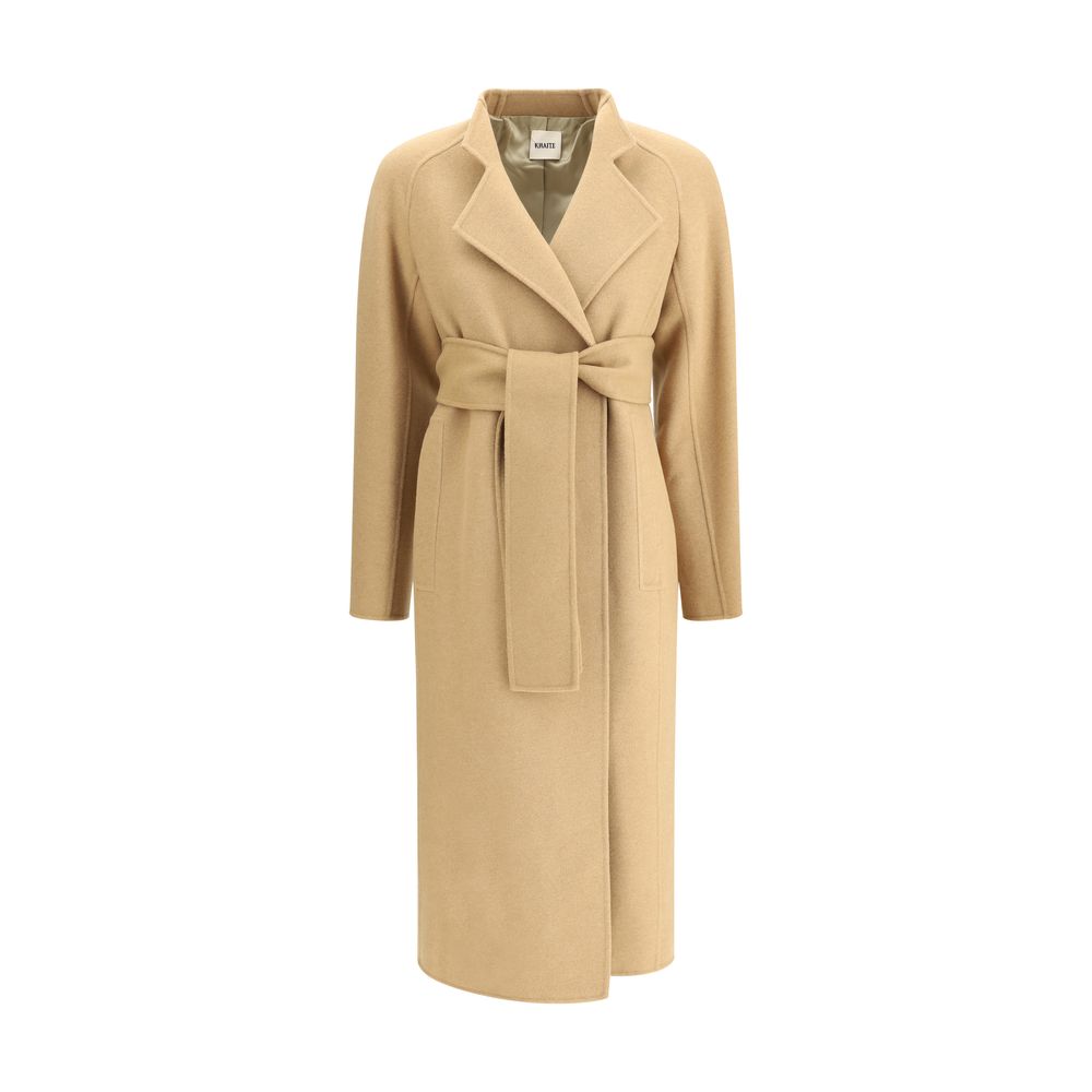 Khaite Camel Beige Belted Wrap Deena Coat