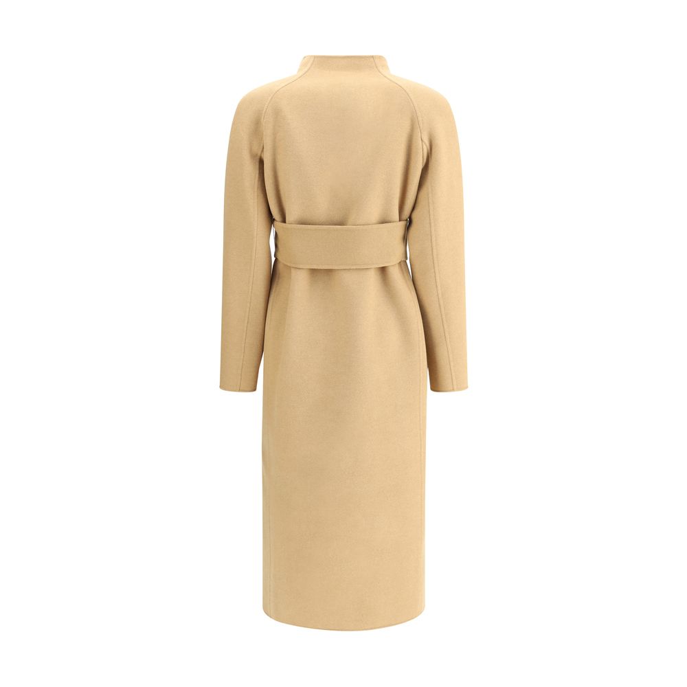 Khaite Camel Beige Belted Wrap Deena Coat