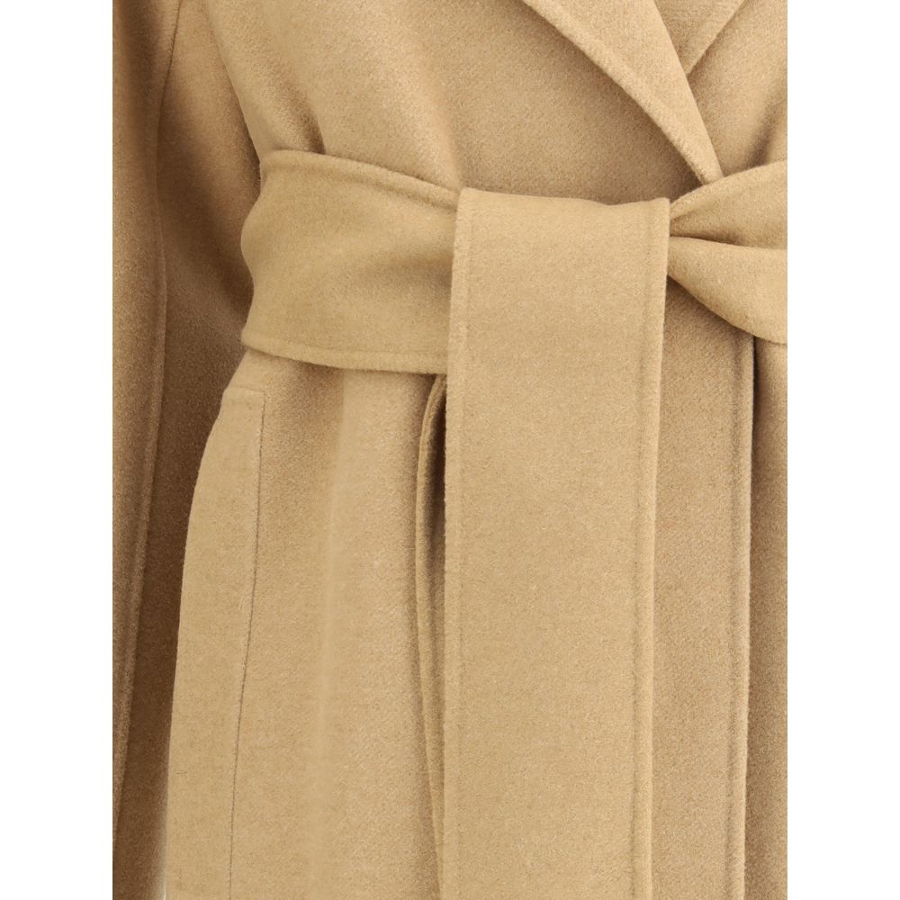 Khaite Camel Beige Belted Wrap Deena Coat