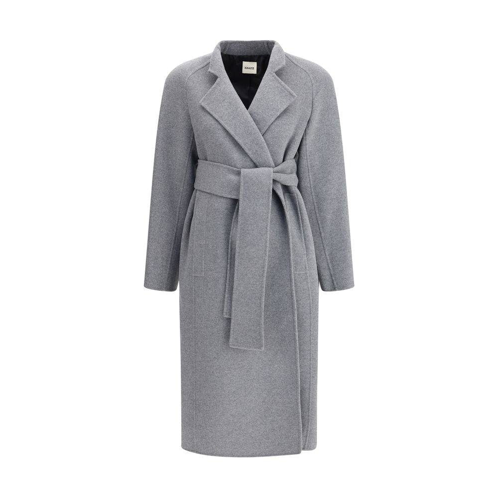 Khaite Grey Belted Wrap Deena Coat