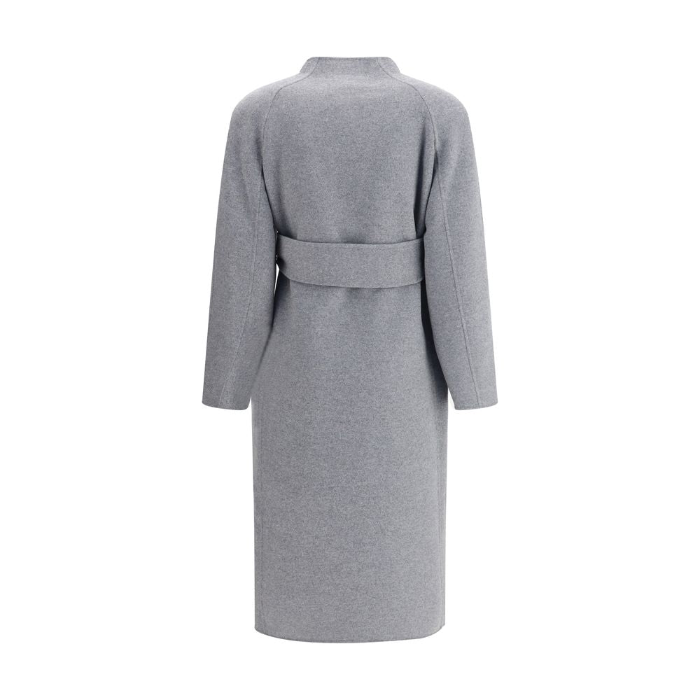 Khaite Grey Belted Wrap Deena Coat