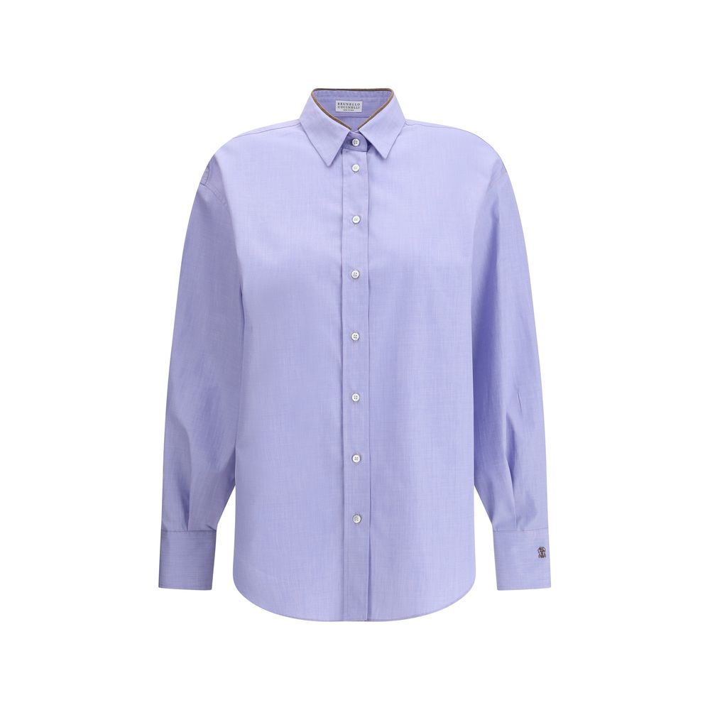 Brunello Cucinelli Cotton Shirt with Jewel Collar