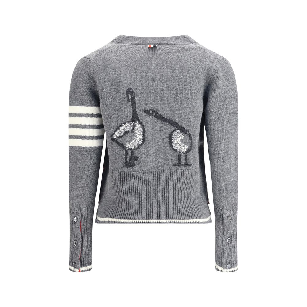 Thom Browne Virgin Wool Cardigan with Embroidery Geese