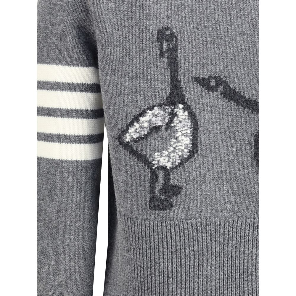 Thom Browne Virgin Wool Cardigan with Embroidery Geese