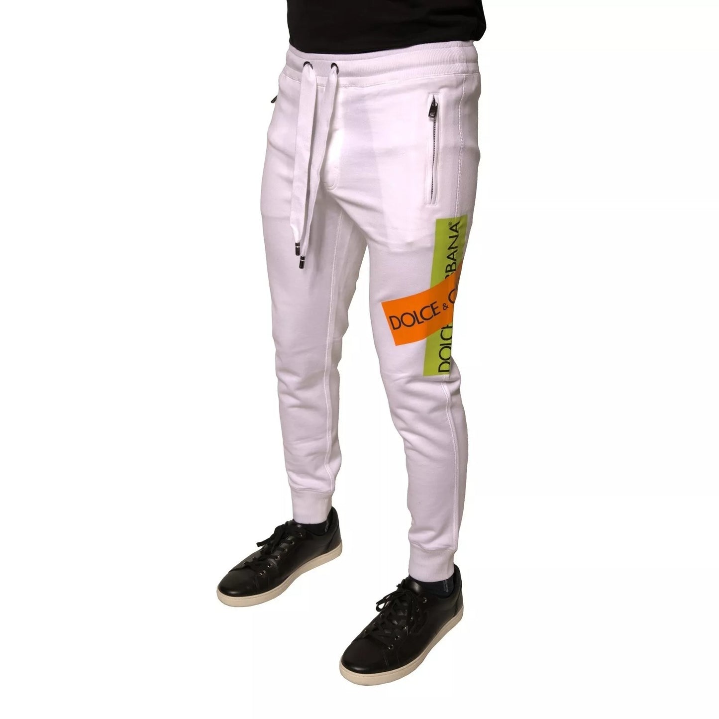 Dolce & Gabbana White Logo Tape Jogger Cotton Sweatpants