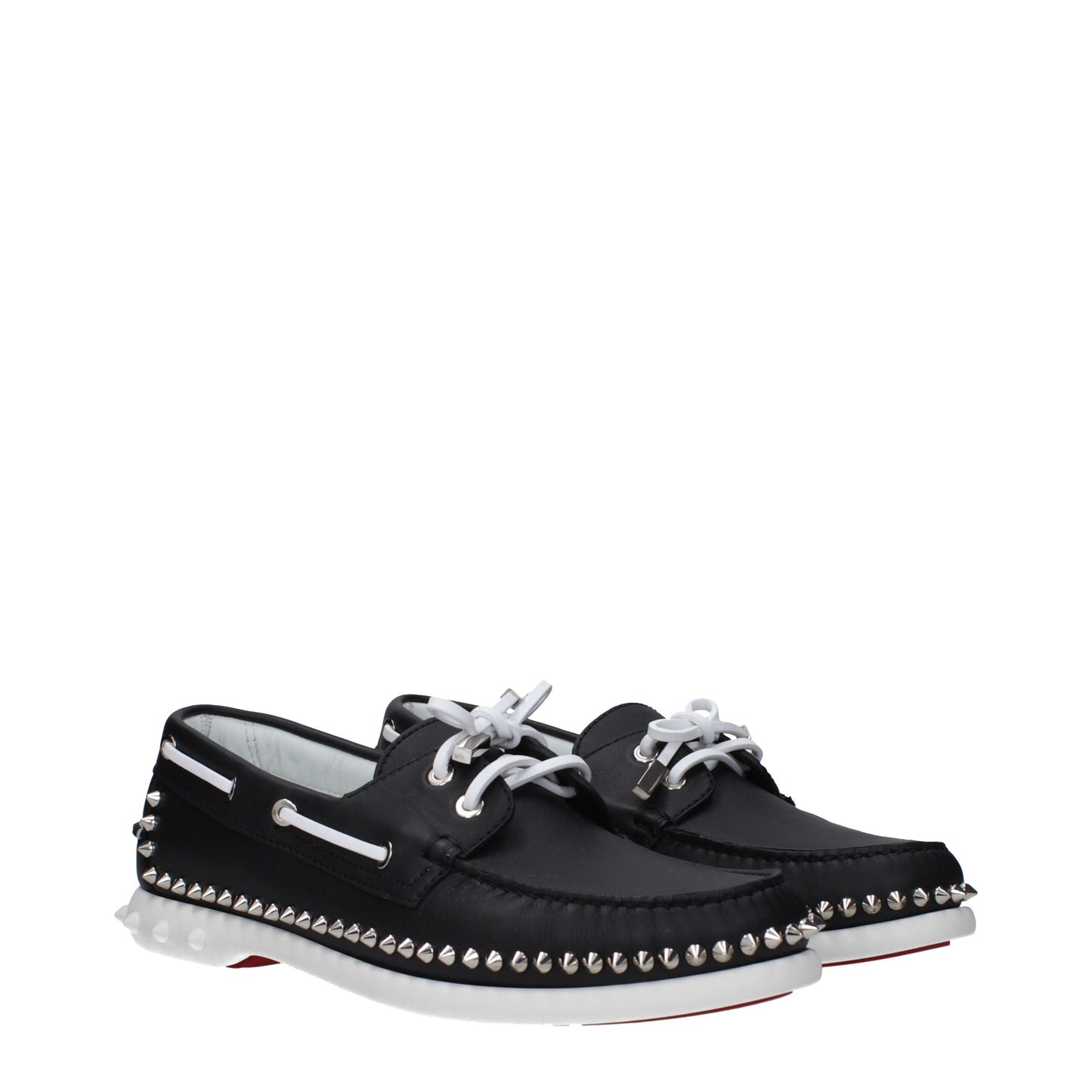 Christian Louboutin Black Leather Loafer with Studs