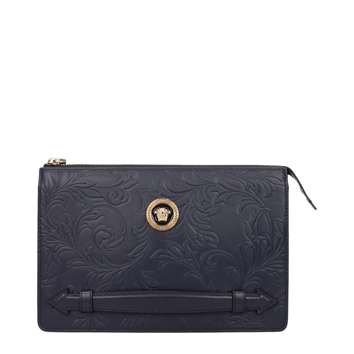 Versace Blue Leather Clutch Bag - Statement Elegance