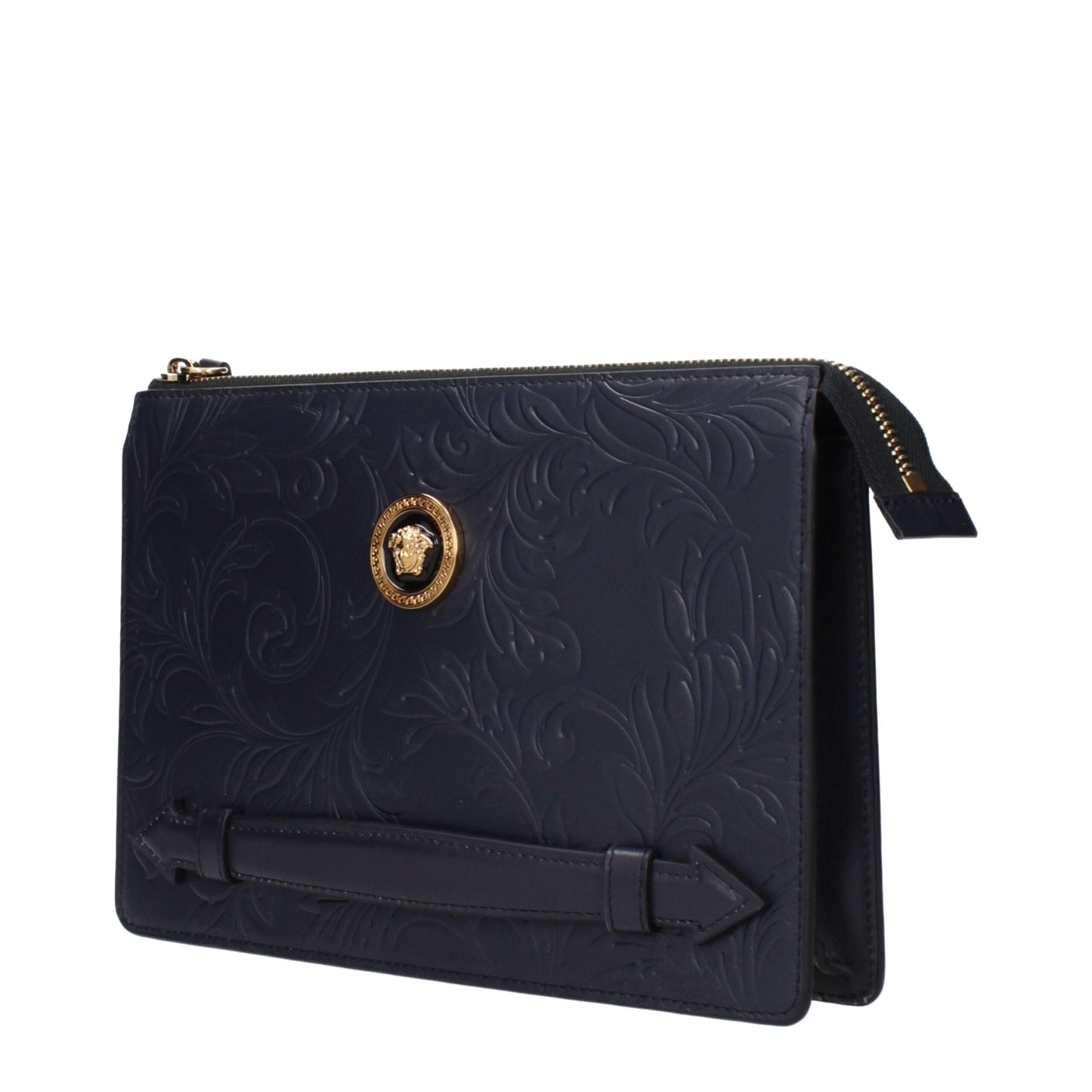 Versace Blue Leather Clutch Bag - Statement Elegance