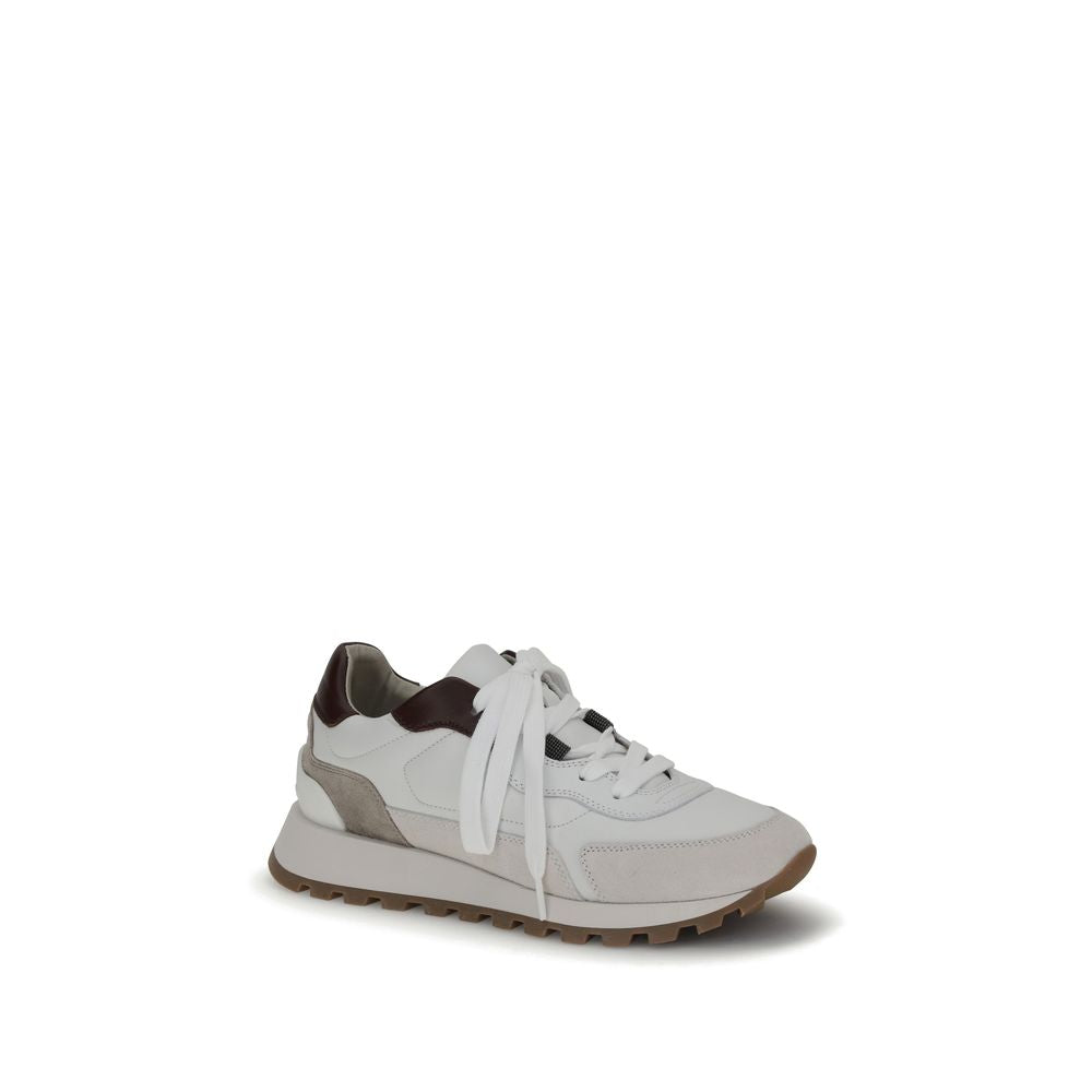 Brunello Cucinelli Leather Sneakers with Shiny Details