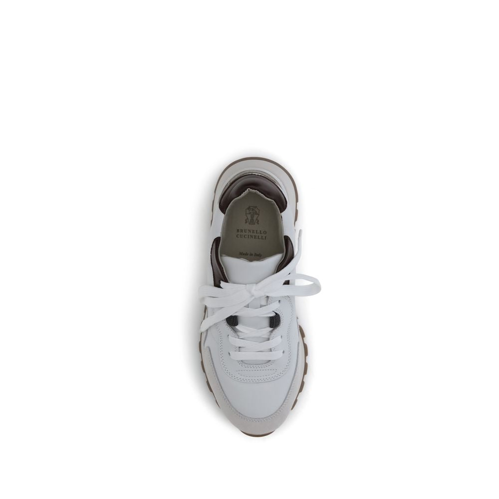 Brunello Cucinelli Leather Sneakers with Shiny Details