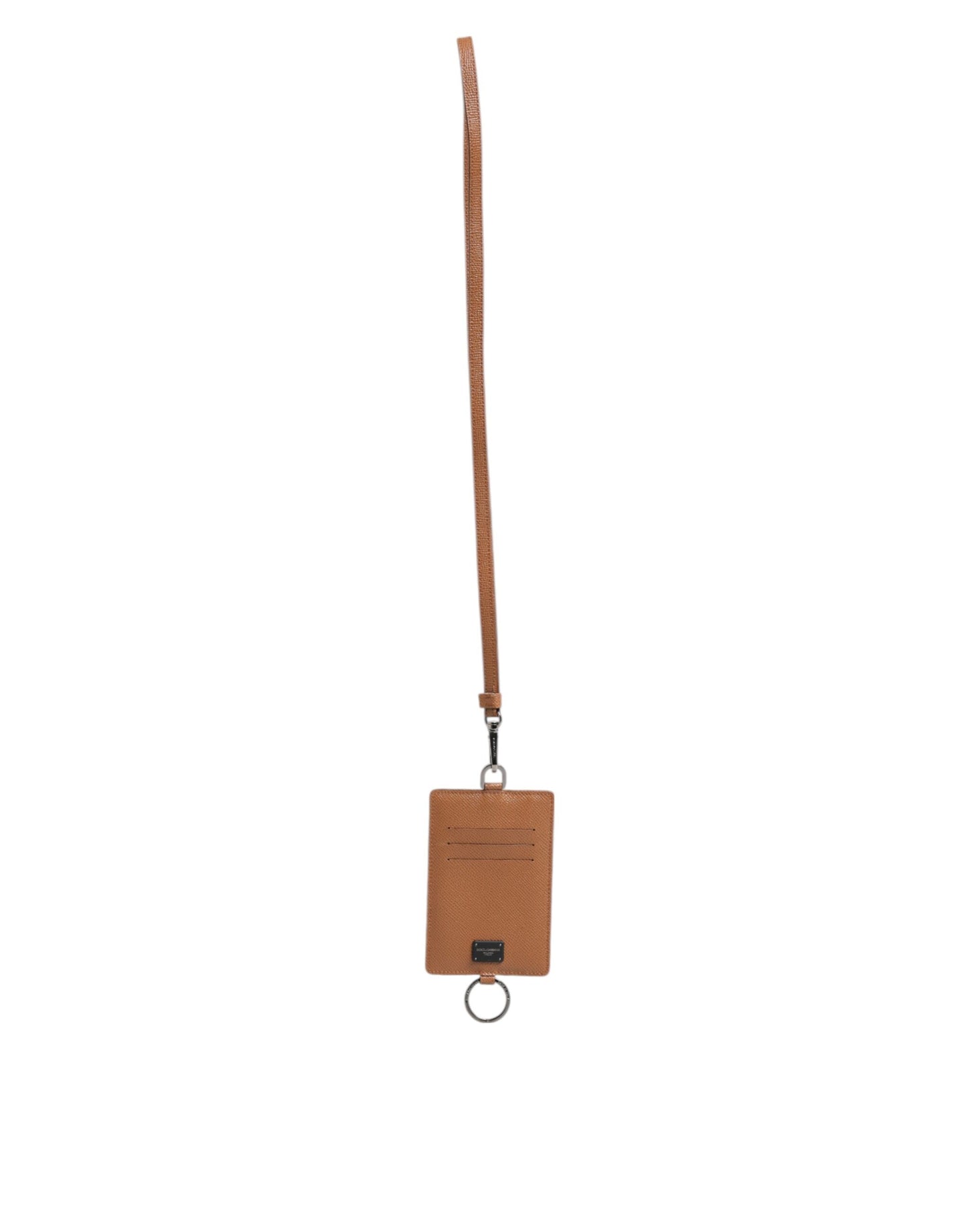 Dolce & Gabbana Dark Brown Leather Lanyard Logo Card Holder for Men