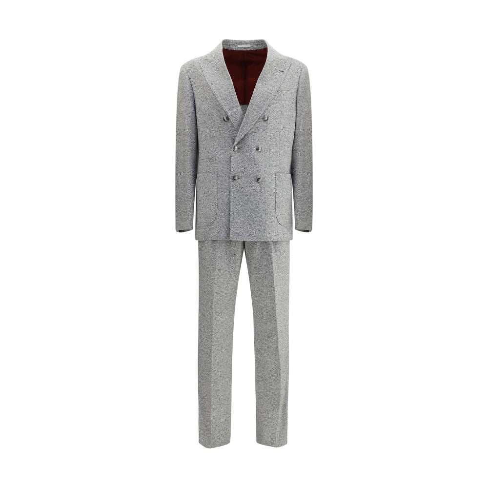 Brunello Cucinelli Wool and Cashmere Buttoned Grisaille Suit