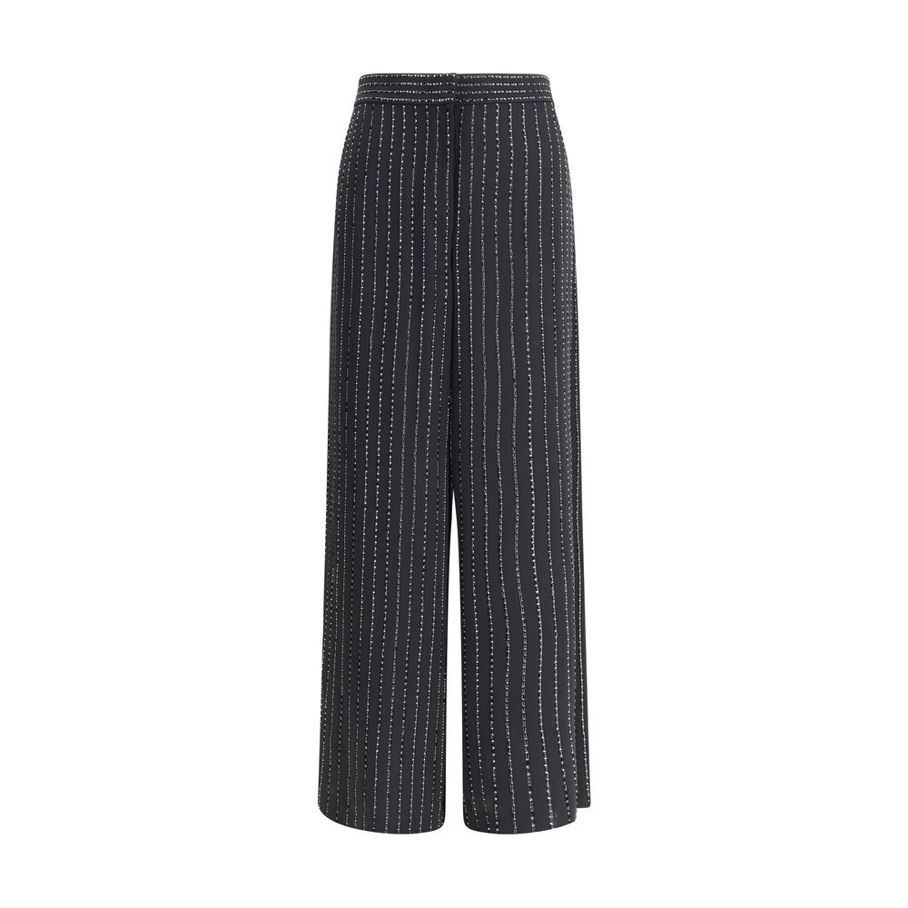 Giorgio Armani Wide-leg Silk Pants with Strass