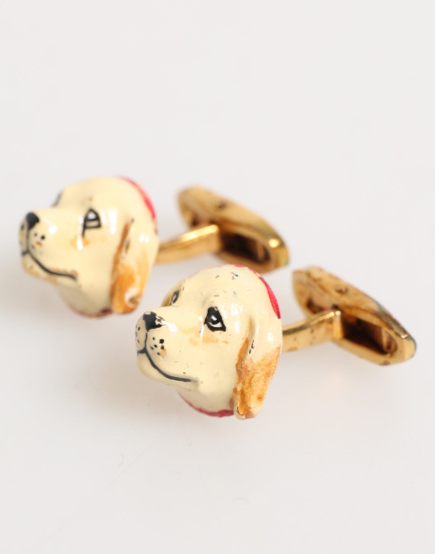 Dolce & Gabbana Brass Gold Tone Dog Puppy Cufflinks