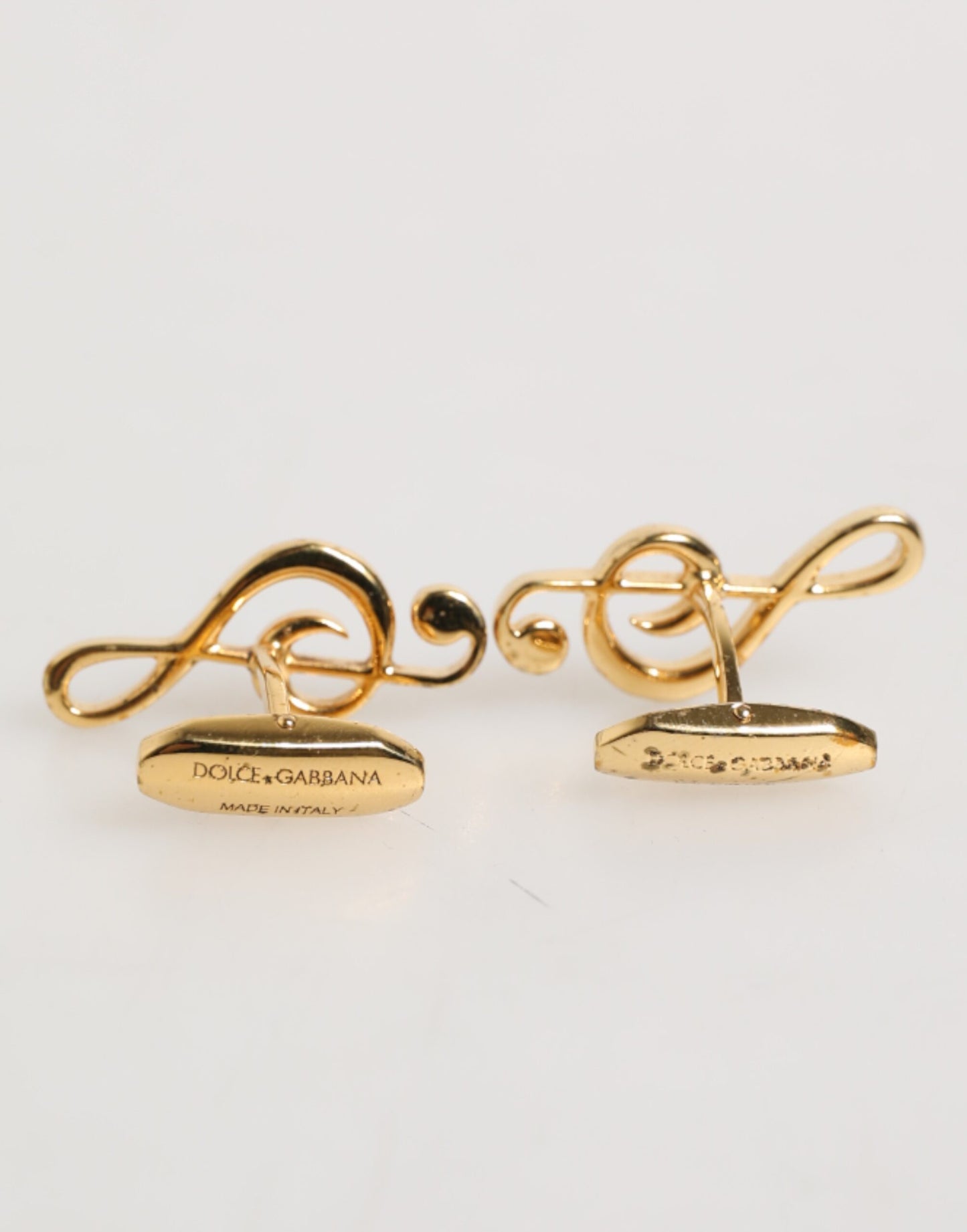 Dolce & Gabbana Gold Musical Note Metal Brass Cufflinks