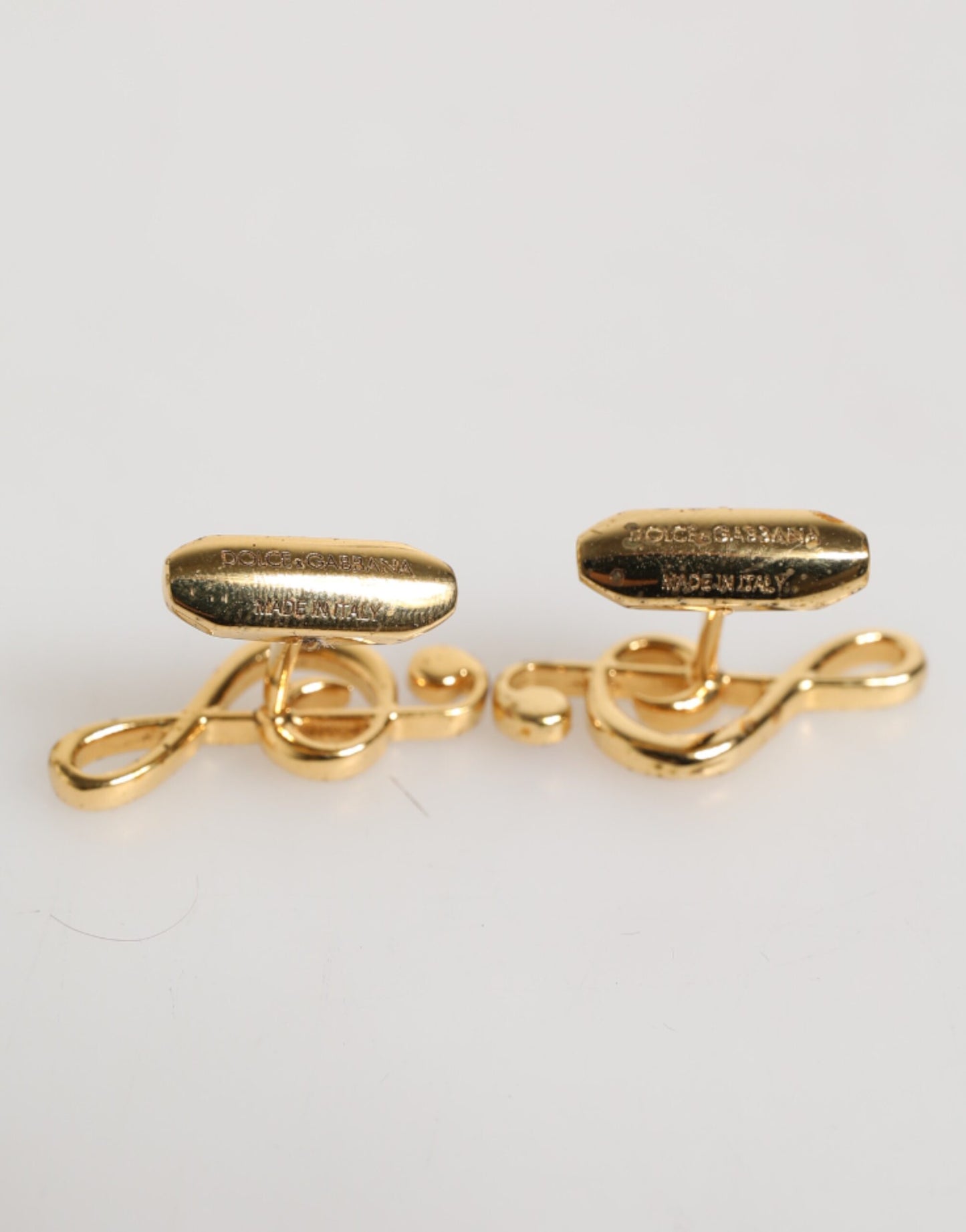 Dolce & Gabbana Gold Musical Note Metal Brass Cufflinks