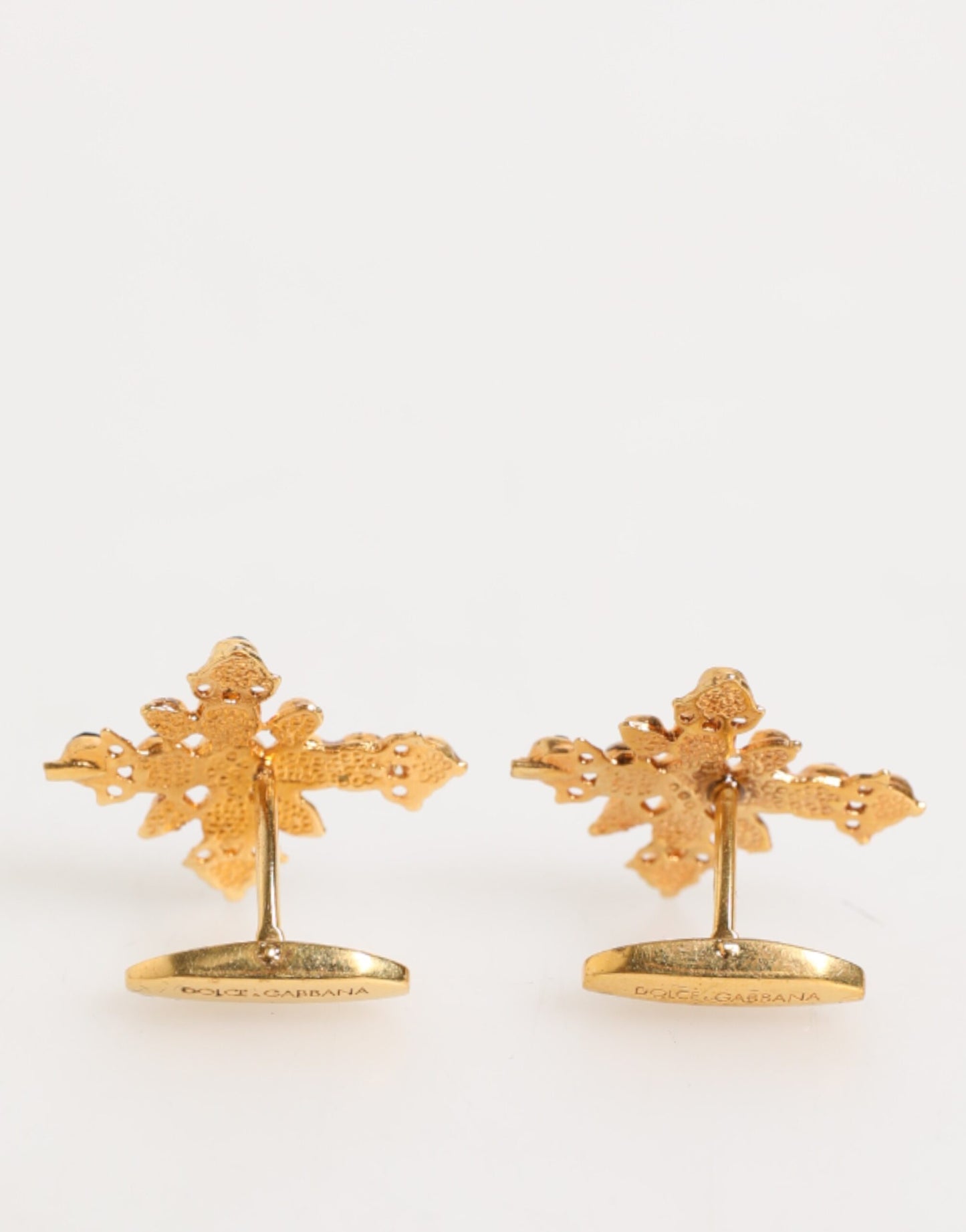 Dolce & Gabbana Gold Tone Brass Cross Crystal Cufflink