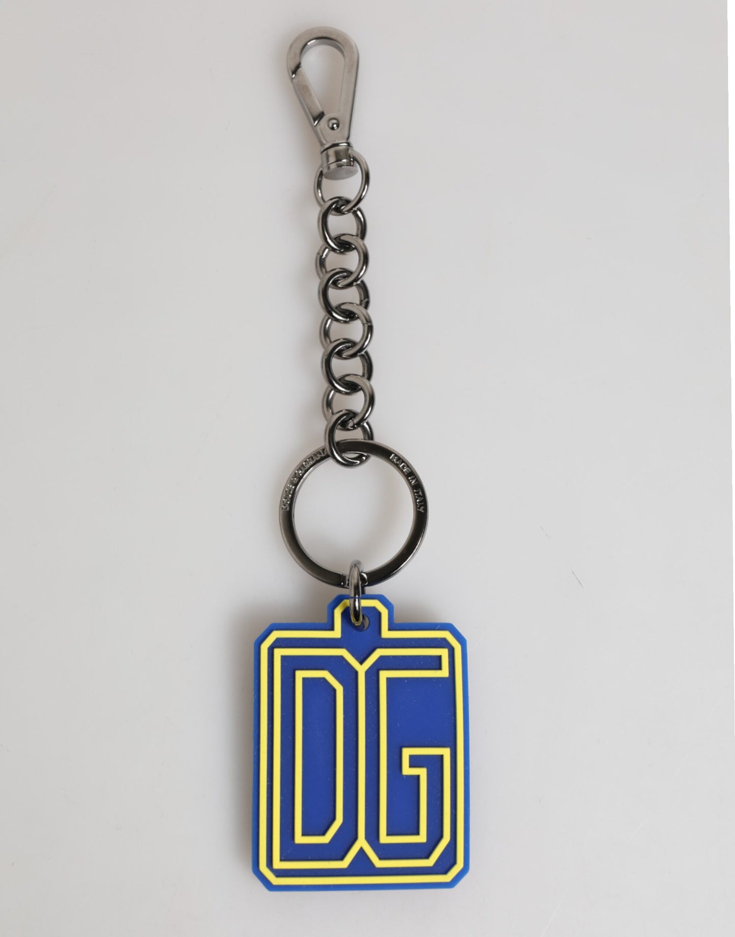Dolce & Gabbana Blue and Yellow DG Rubber Logo Keychain