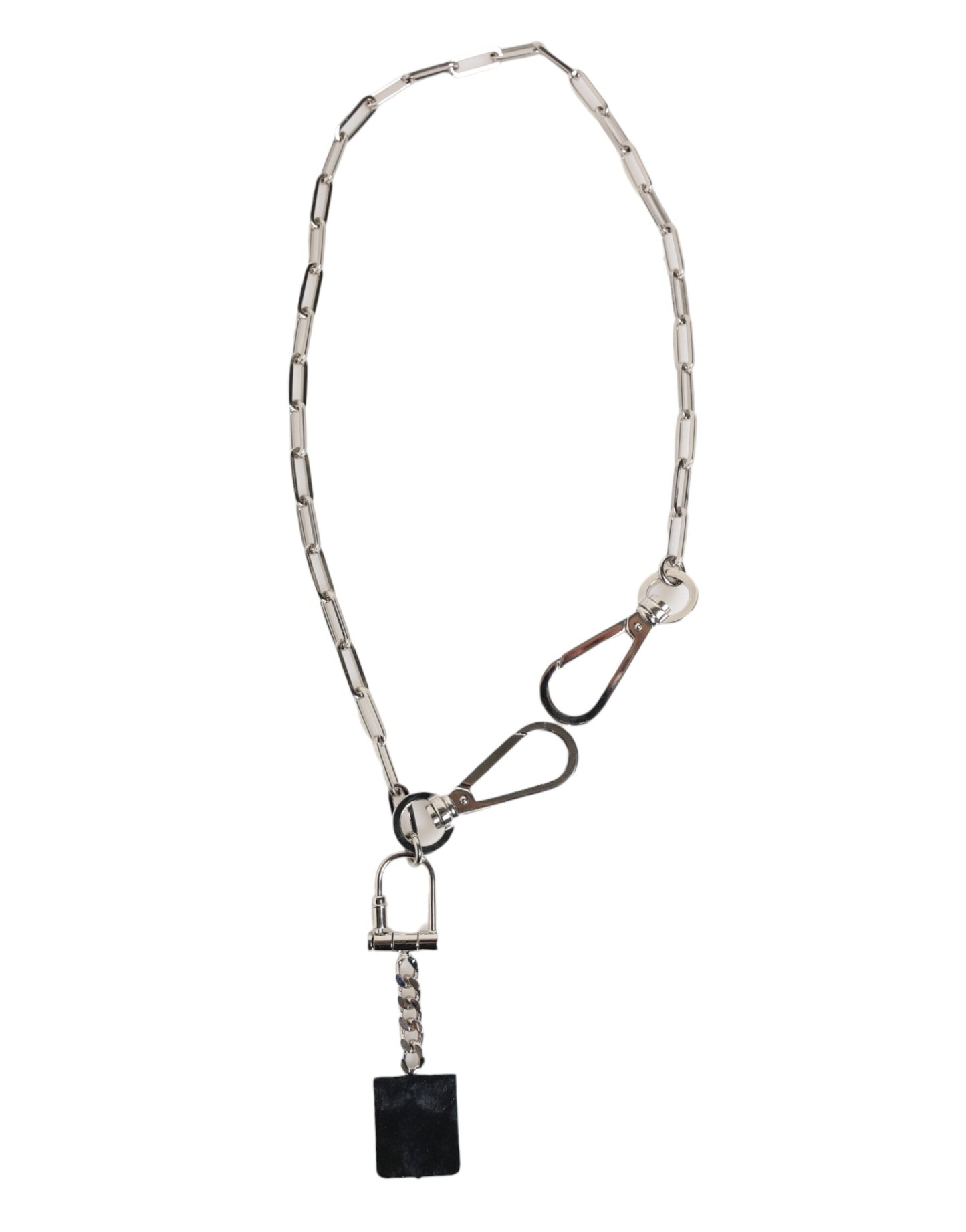 Dolce & Gabbana Silver Tone Metal Chain DG Logo Pendant Men's Necklace