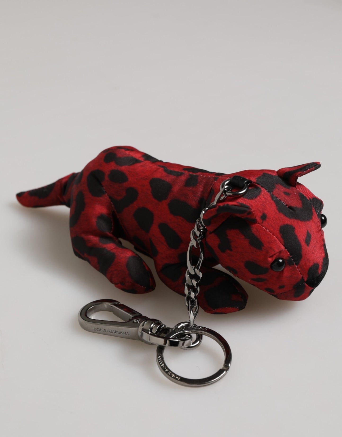 Dolce & Gabbana Red and Black Polyester Animal Silhouette Keychain