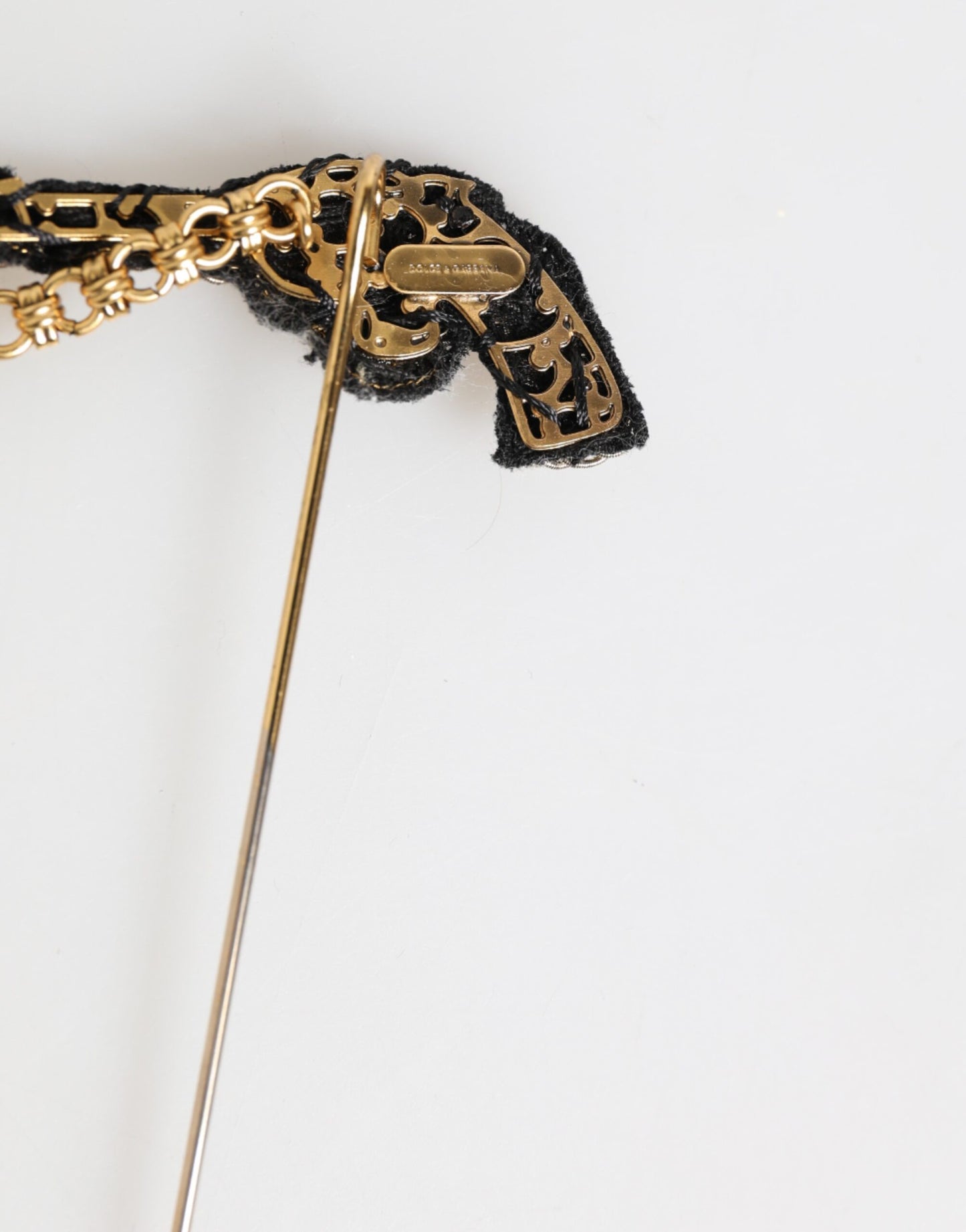 Dolce & Gabbana Vintage-Style Revolver Lapel Pin Brooch for Men