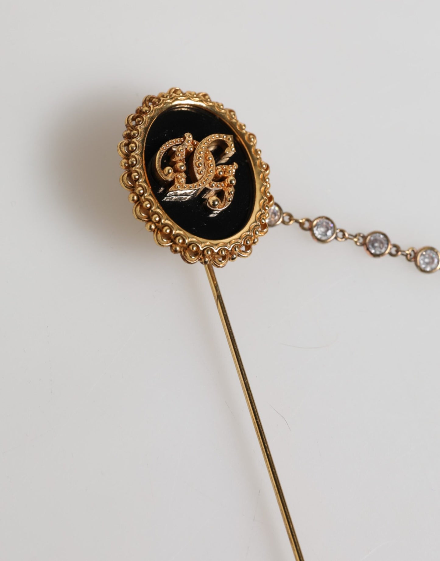 Dolce & Gabbana Lapel Pin DG Logo Gold Chain Mens Brooch