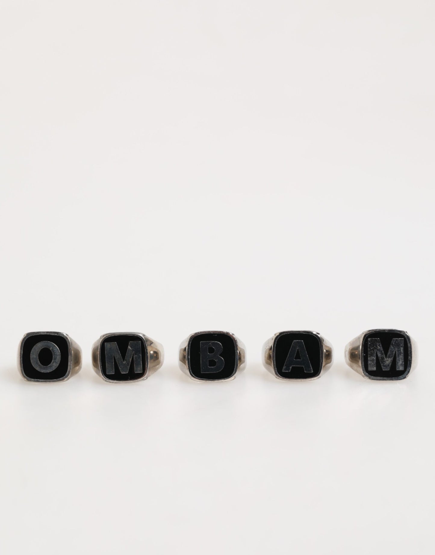 Dolce & Gabbana Silver Tone Brass Lettering Set of 5 Adjustable Rings