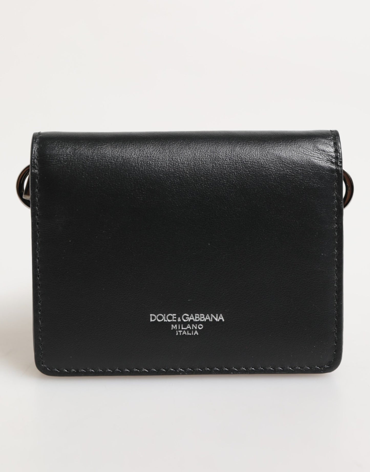 Dolce & Gabbana Black Leather DG Logo Bifold Card Holder for Men