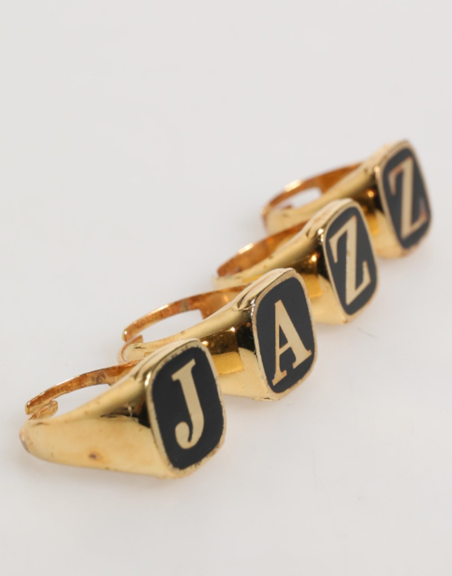 Dolce & Gabbana Gold Tone Brass JAZZ Letter Set Adjustable Ring