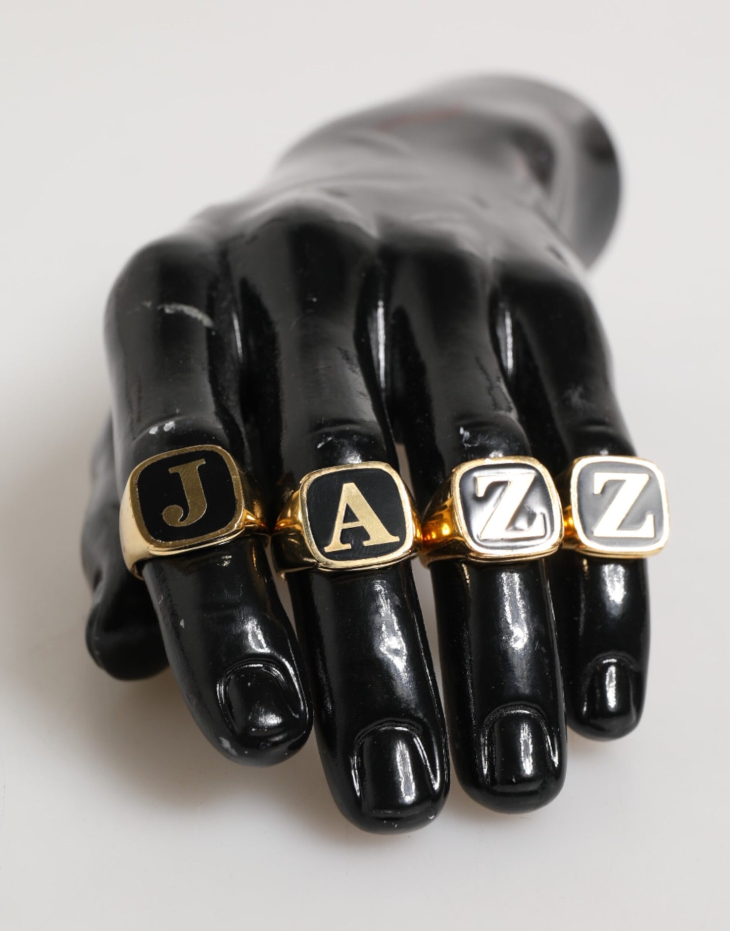 Dolce & Gabbana Gold Tone Brass JAZZ Letter Set Adjustable Ring