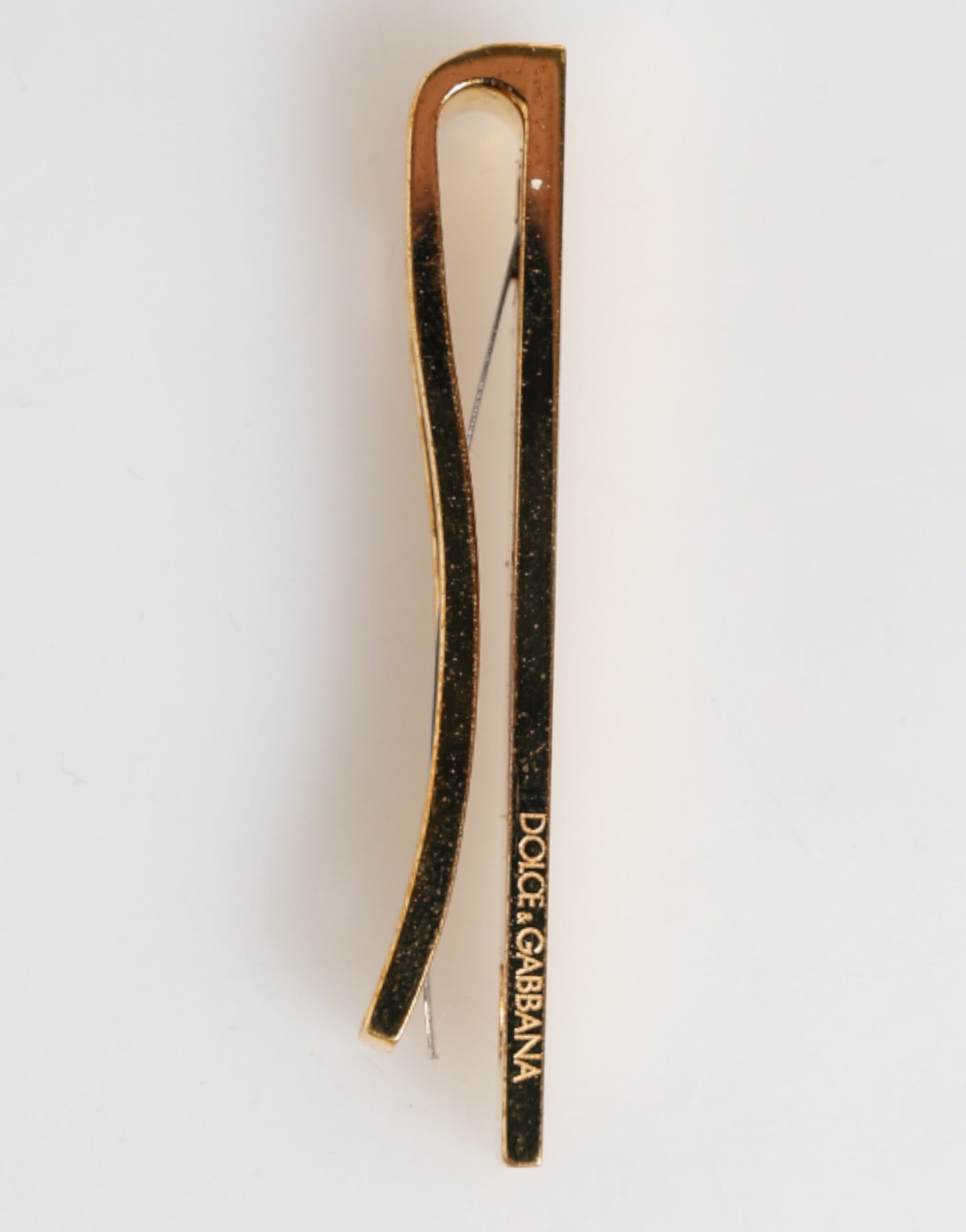 Dolce & Gabbana Gold Tone Brass Logo Branded Tie Clip Bar for Men