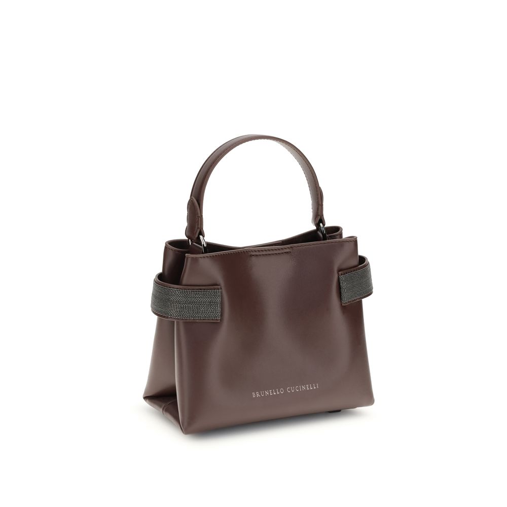 Brunello Cucinelli Leather Handbag with Shining Jewels