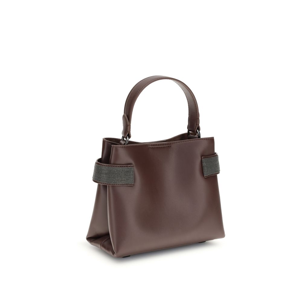 Brunello Cucinelli Leather Handbag with Shining Jewels
