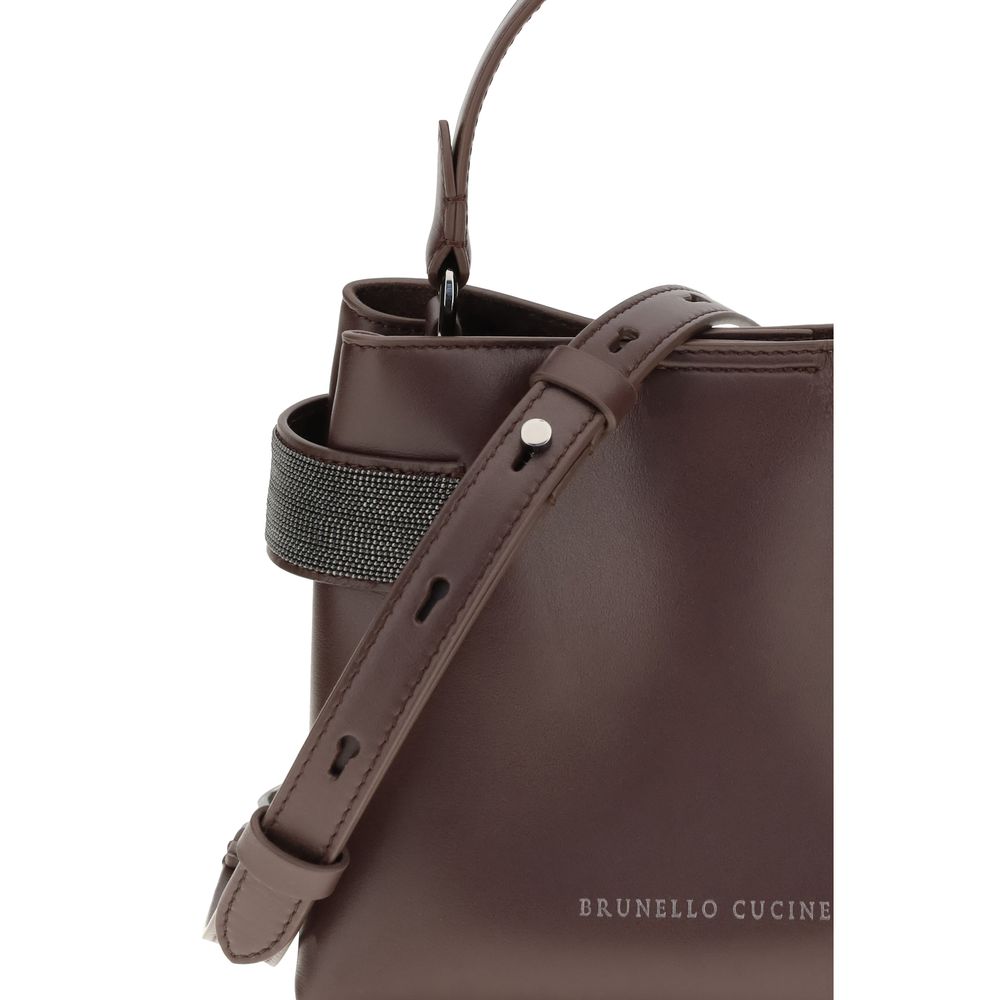 Brunello Cucinelli Leather Handbag with Shining Jewels