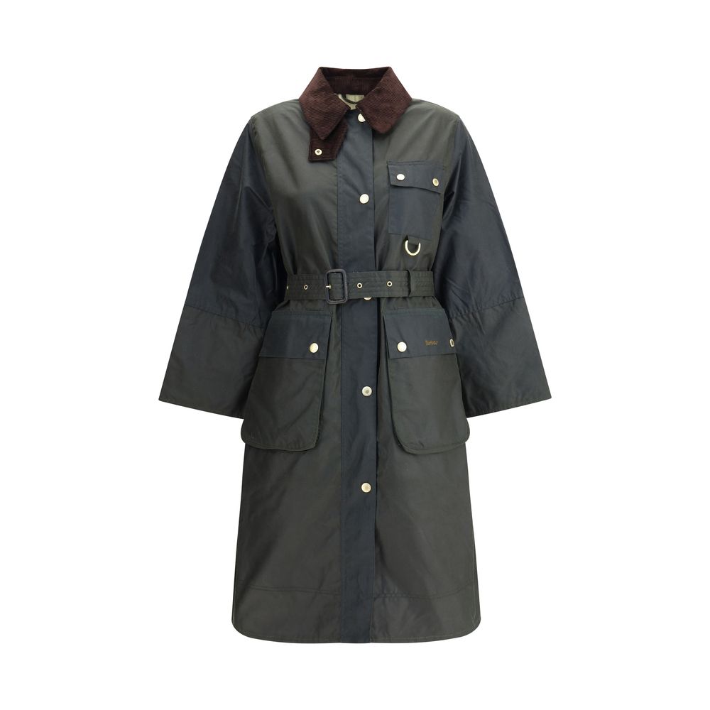Barbour Dark Green Milda Waxed Trench Coat
