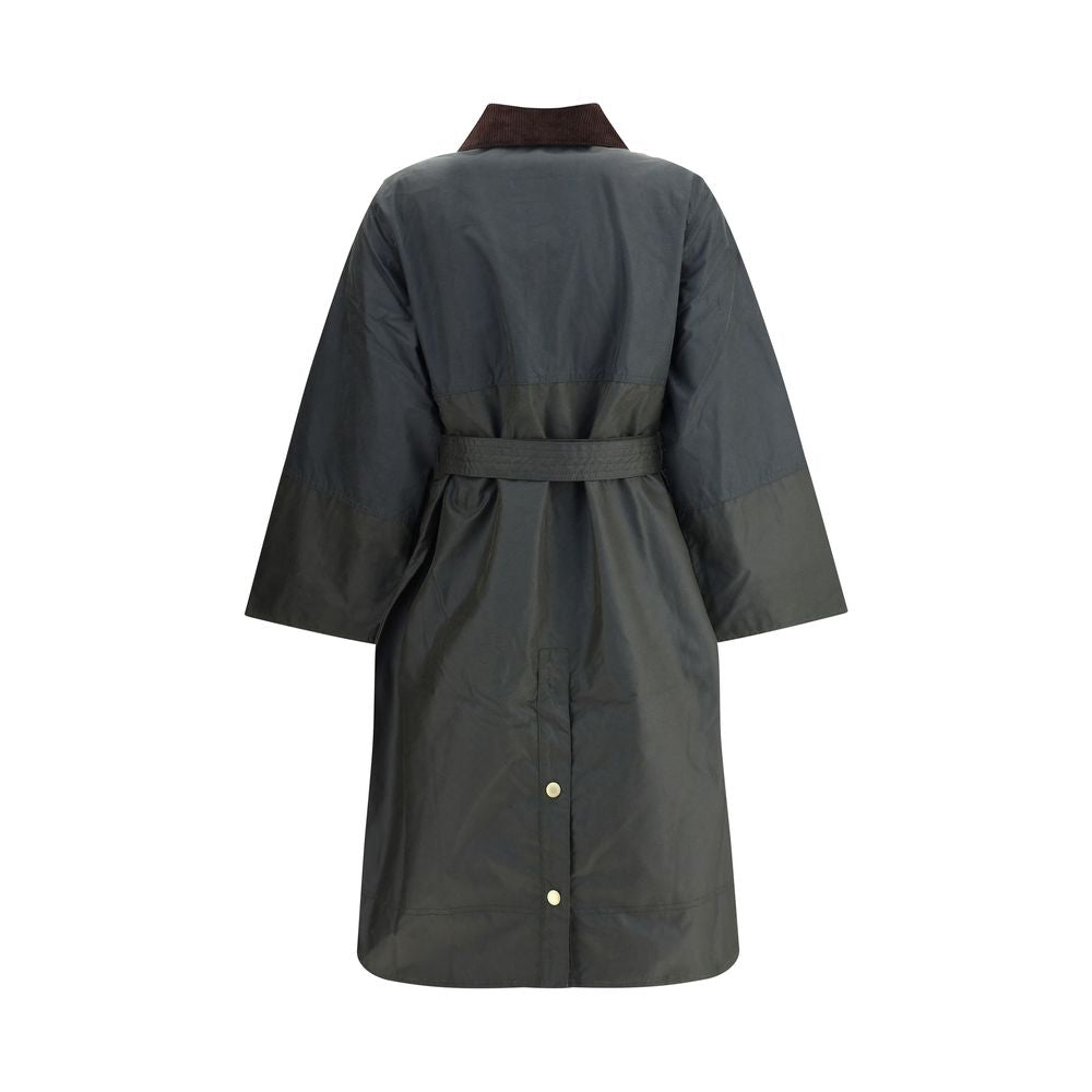 Barbour Dark Green Milda Waxed Trench Coat