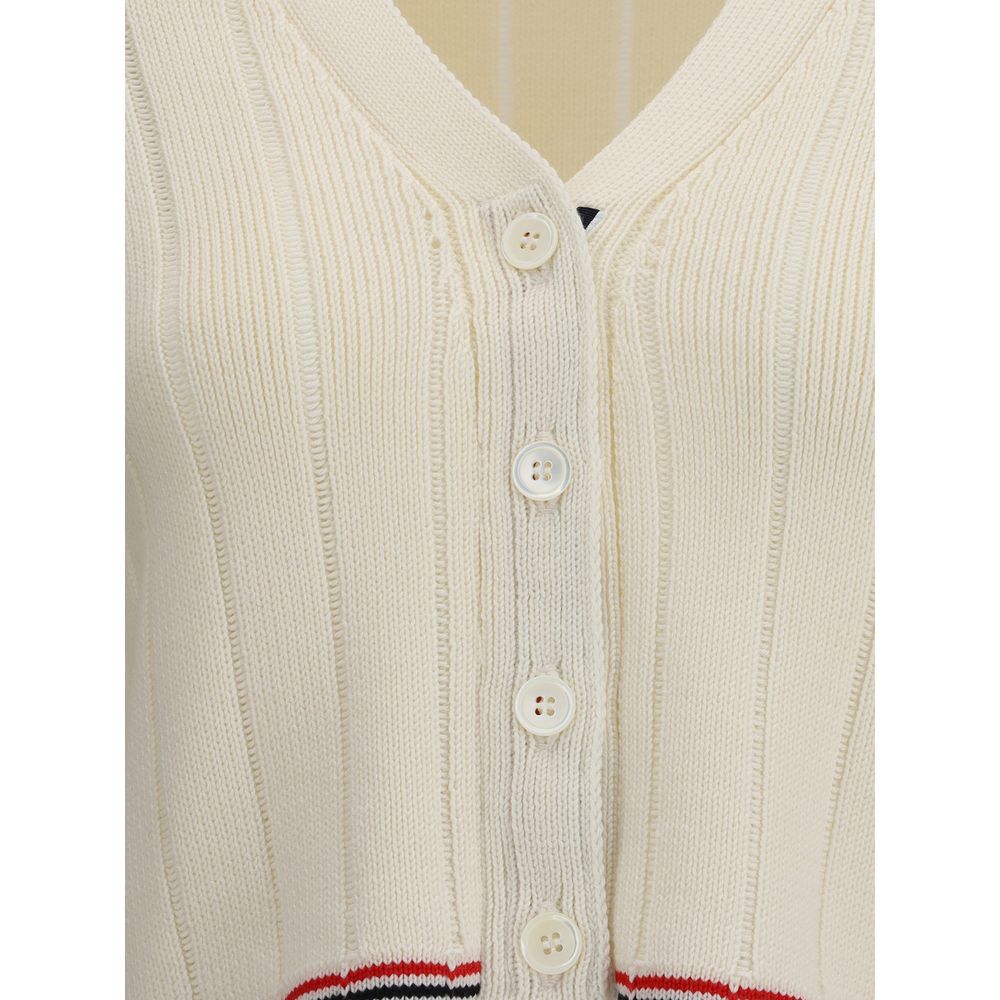 Thom Browne Ladder Full Needle Rib Stitch V Neck Cardigan