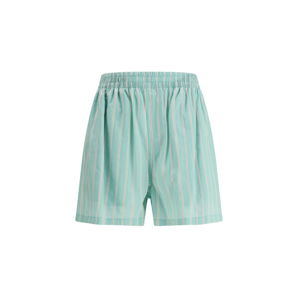 Balenciaga Green Striped Women's Shorts