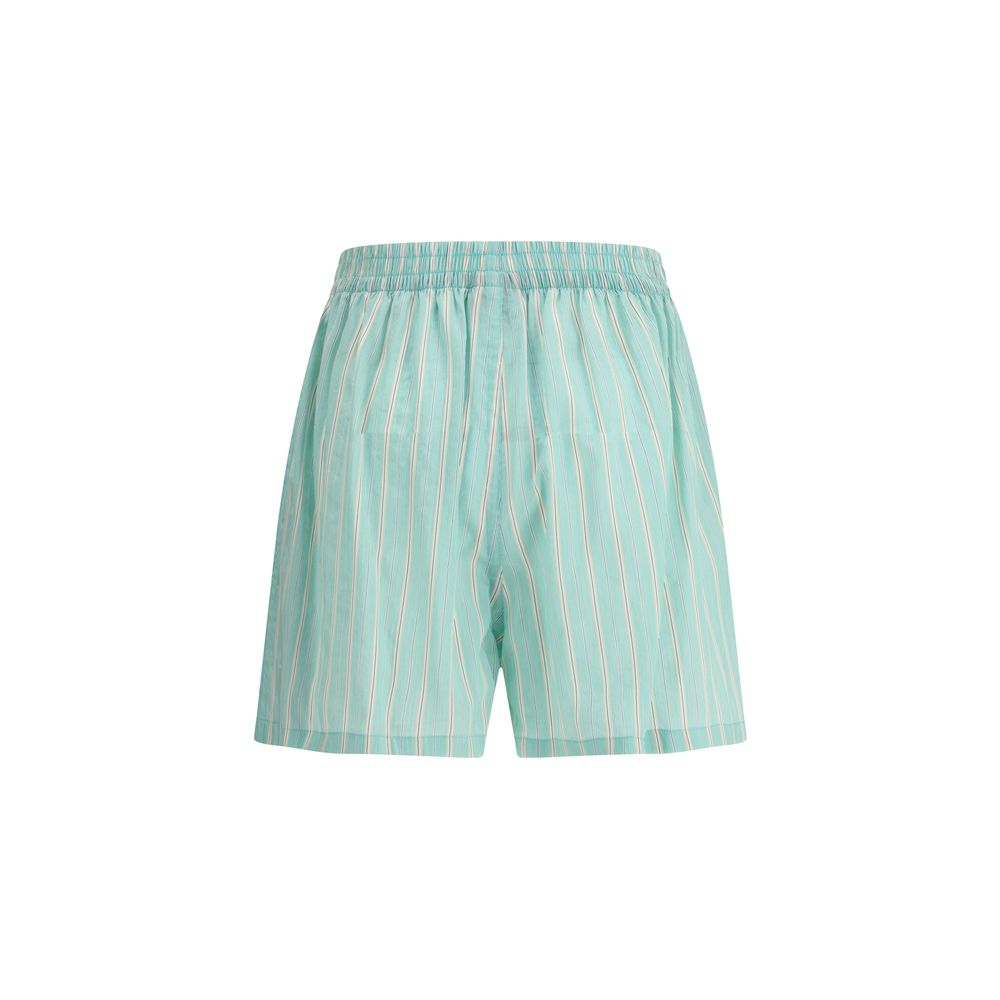 Balenciaga Green Striped Women's Shorts